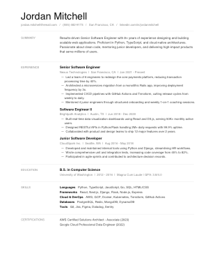 Minimalist resume template